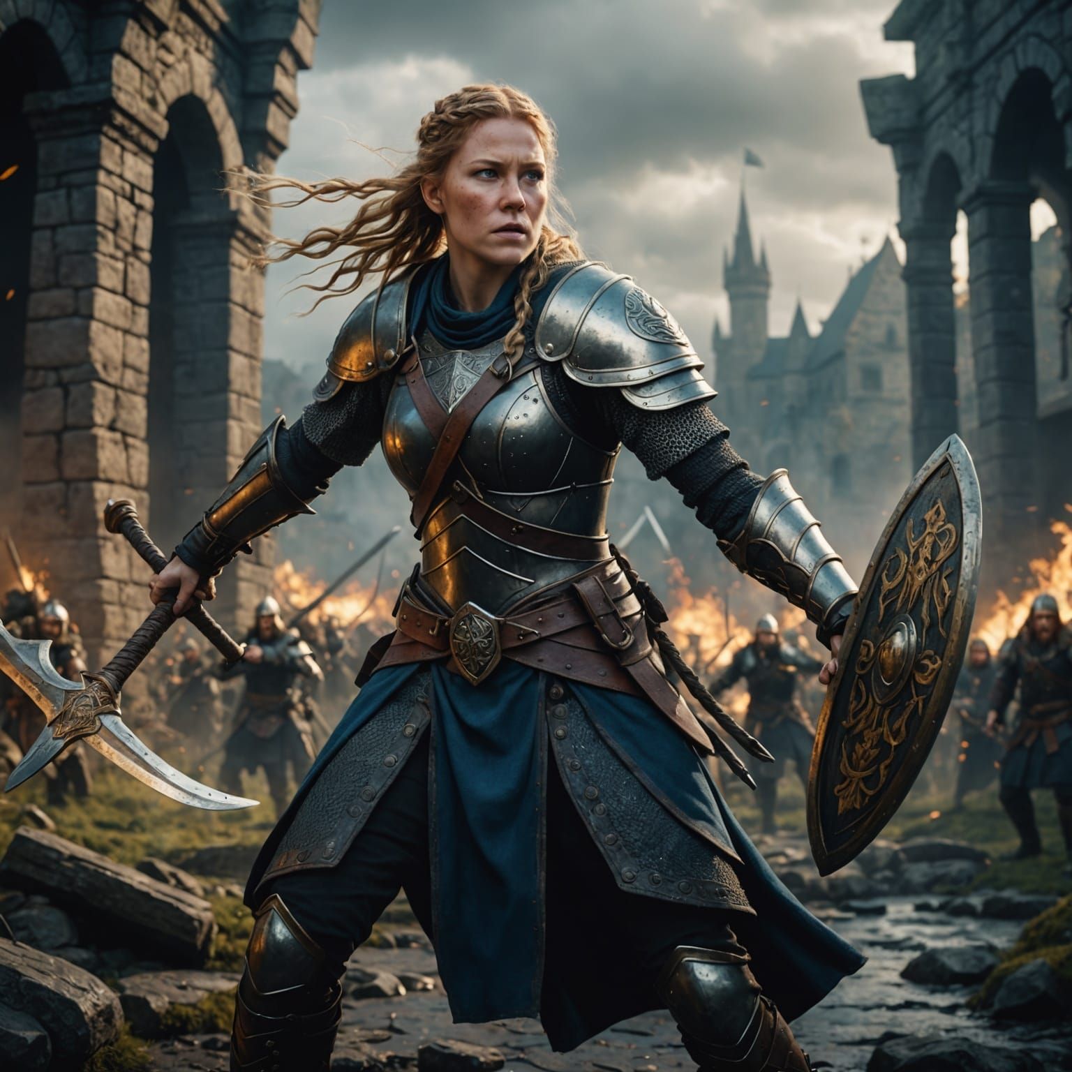 Beautiful Shieldmaiden Fighting for Her Kingdom