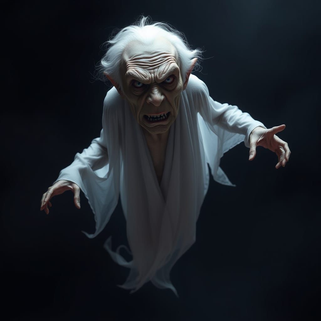 Mystical Ghost Figure Emerges from Darkness