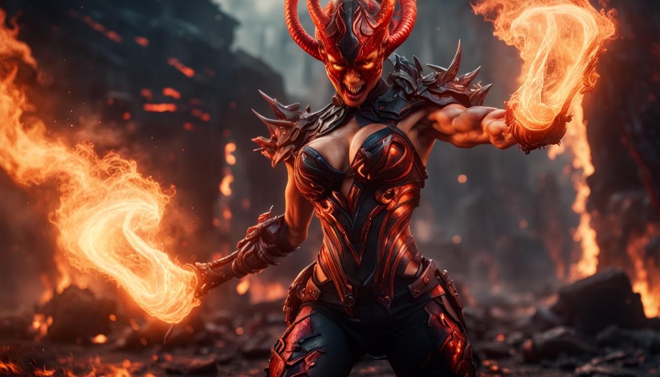 Venom vs Asari: Epic Battle in a Fiery Realm