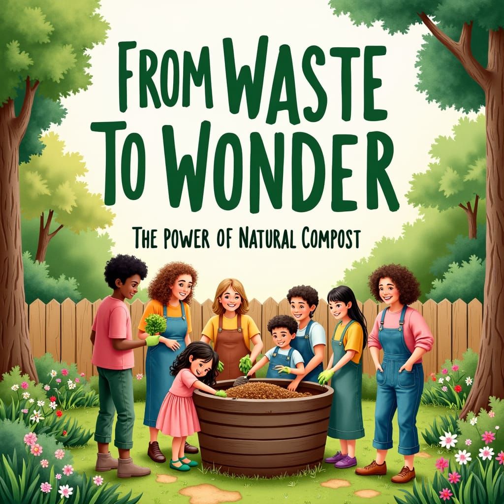 Community Garden Scene in Watercolor Illustration Style