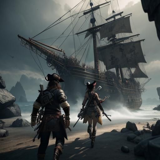 Pirates Mating in a 3D Game Cinematic Style