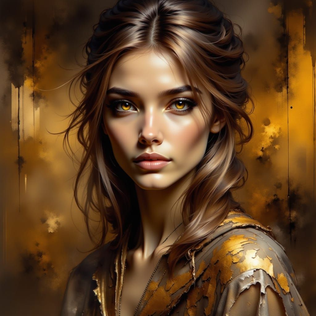 Sunwashed Portrait with Glowing Amber Eyes