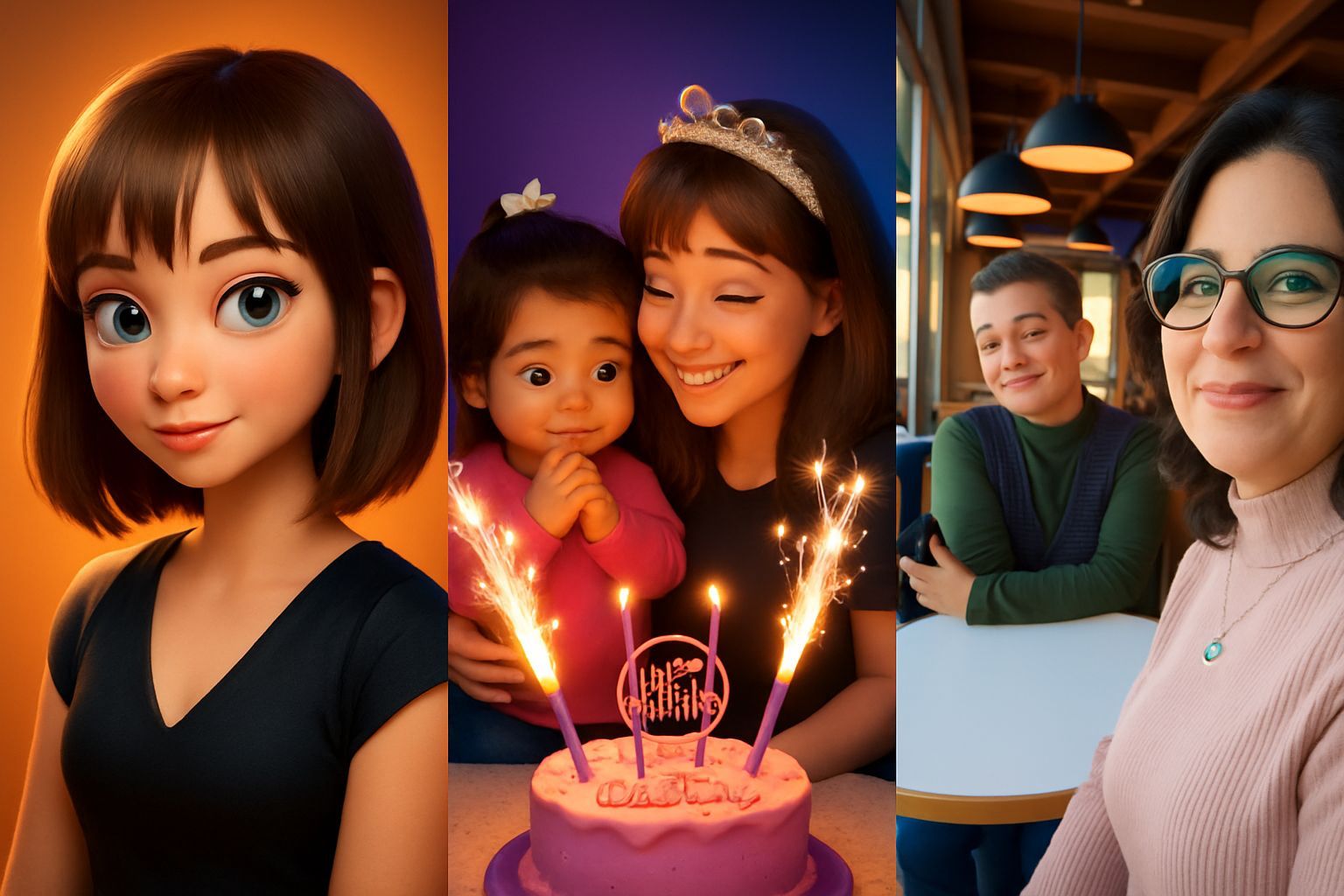 Pixar-Style 3D Image with Bright Gradient Background