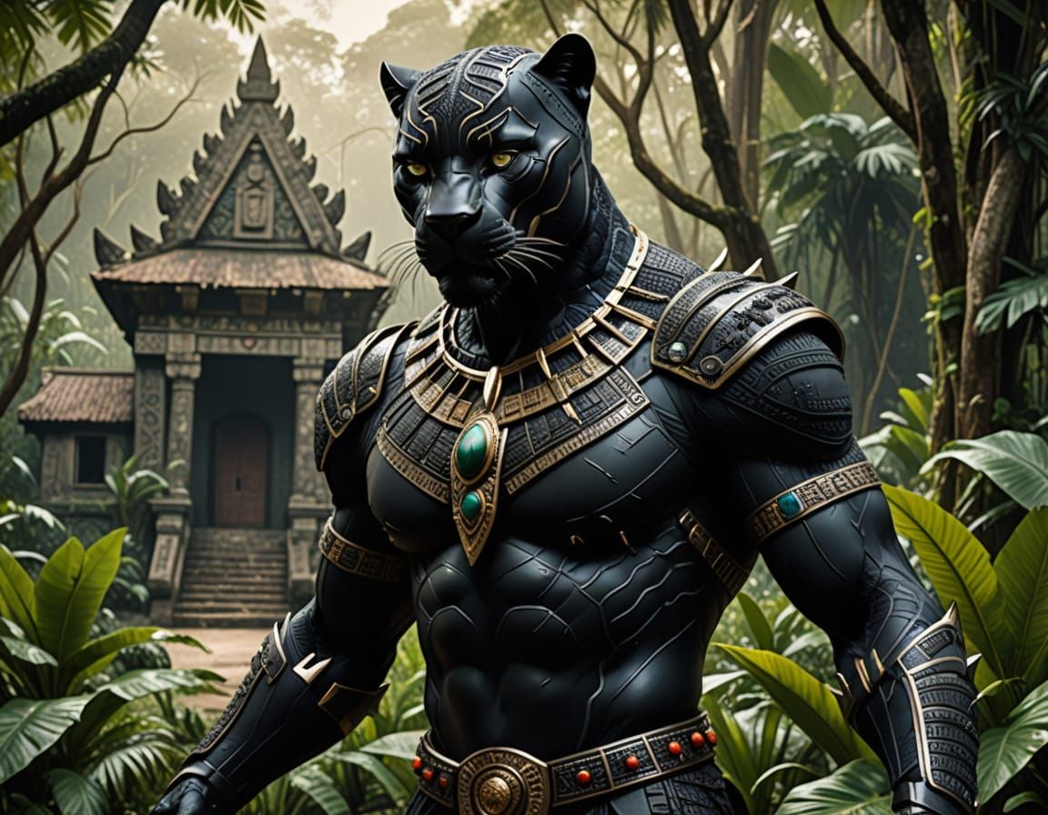 Zulu Warrior Black Jaguar Temple Guardian