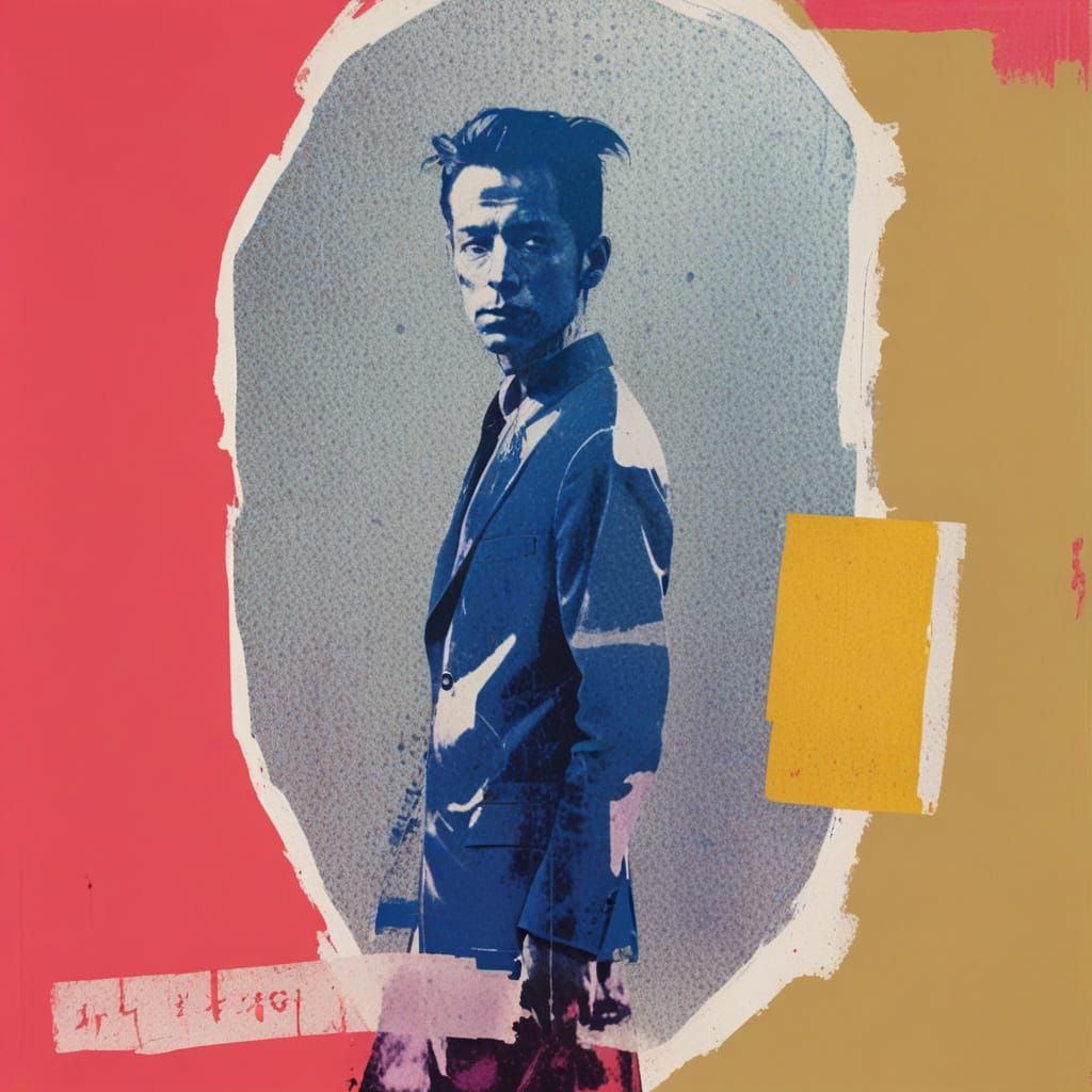 Surreal Portrait of a Mad Man in a Mirror, Inspired by Conte...