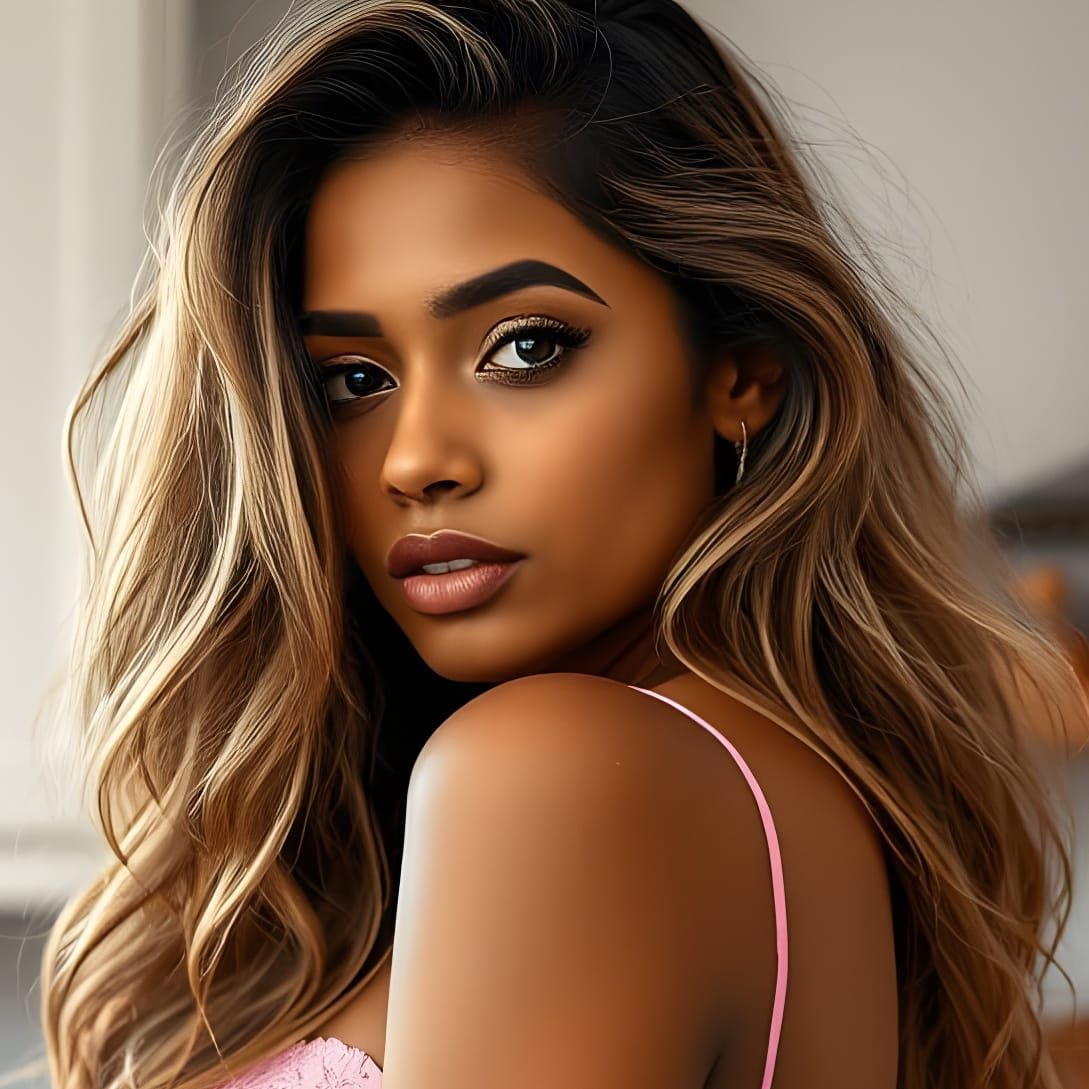 Beautiful Pakistani Woman in Pink Lace Bra