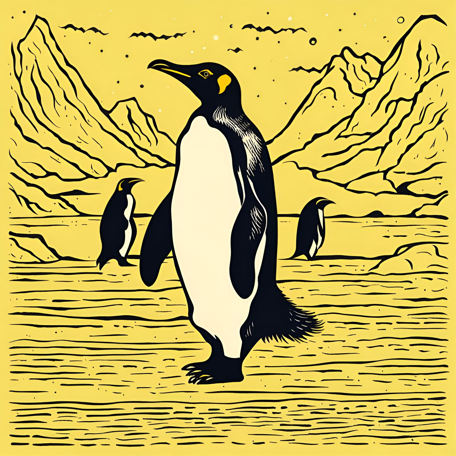 Penguin in Screen Print Style