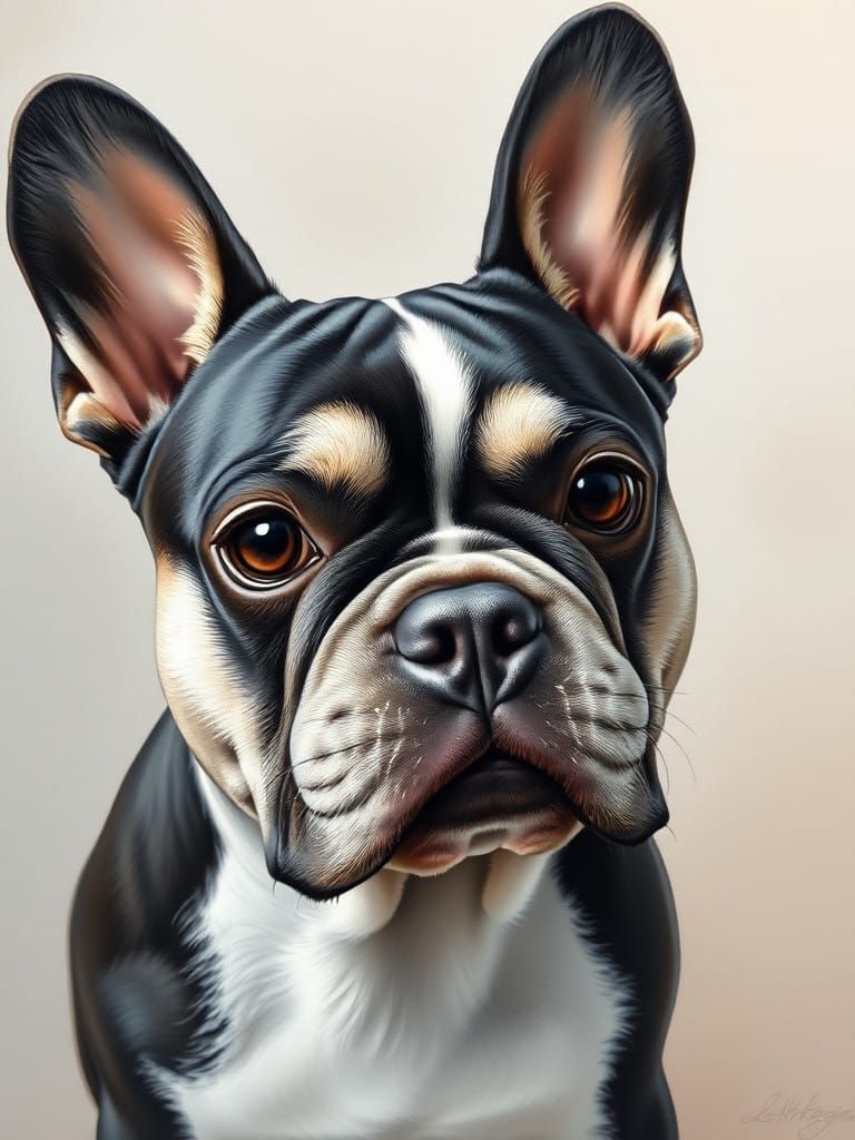 Soulful French Bulldog Portrait in Oil Painting Style
