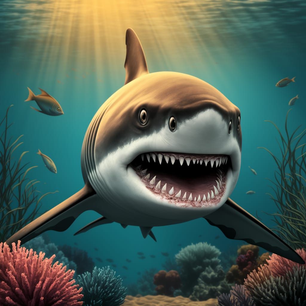Fearsome Shark with Human-like Grin