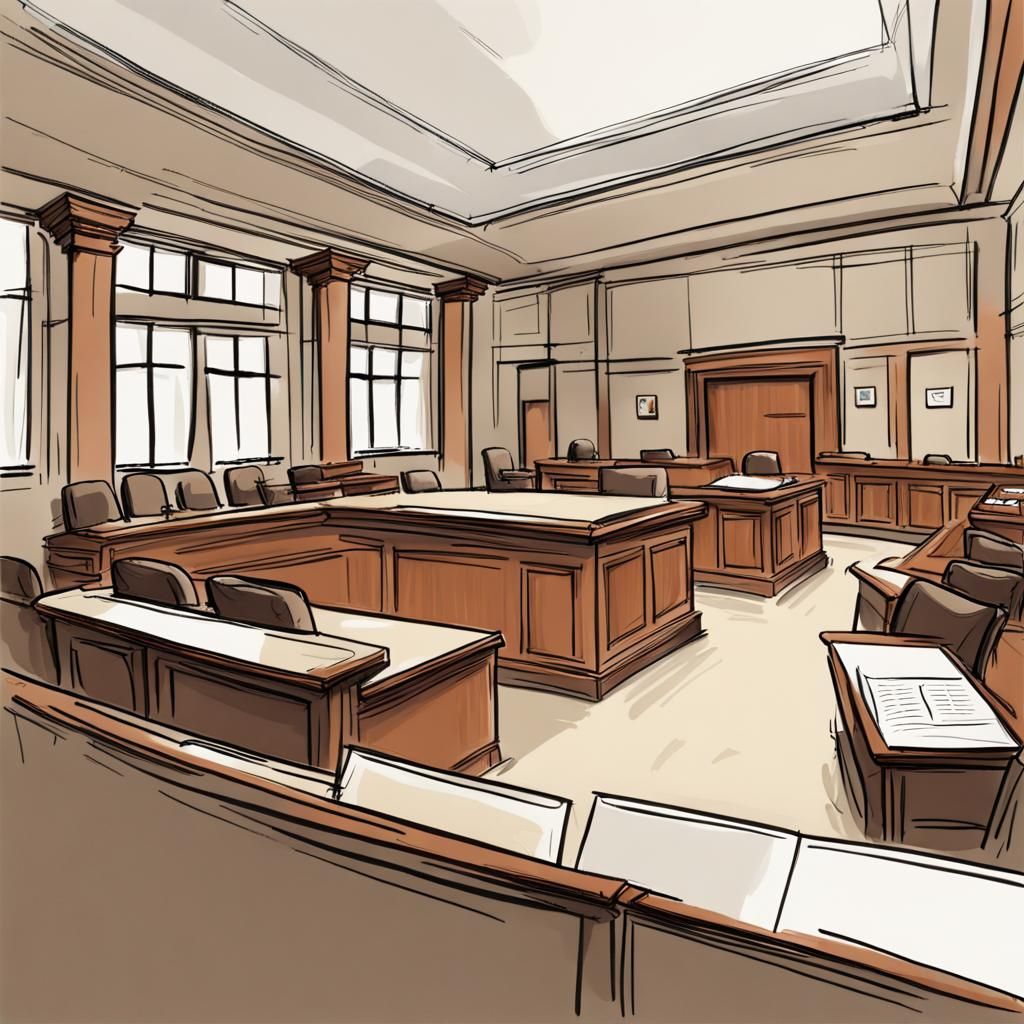 Cartoon Style Empty Courtroom Sketch