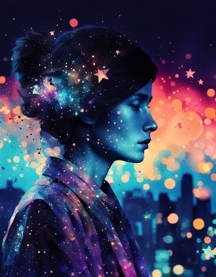 Sleepless Poet in Glimmering City, Post-Impressionism