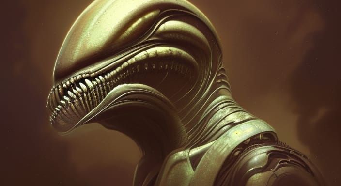 Giger-esque Alien Portrait in Cyberpunk Style