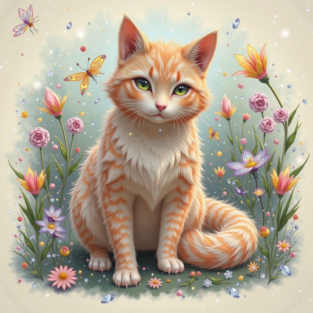 Whimsical Felines in a Fairy-Tale Setting