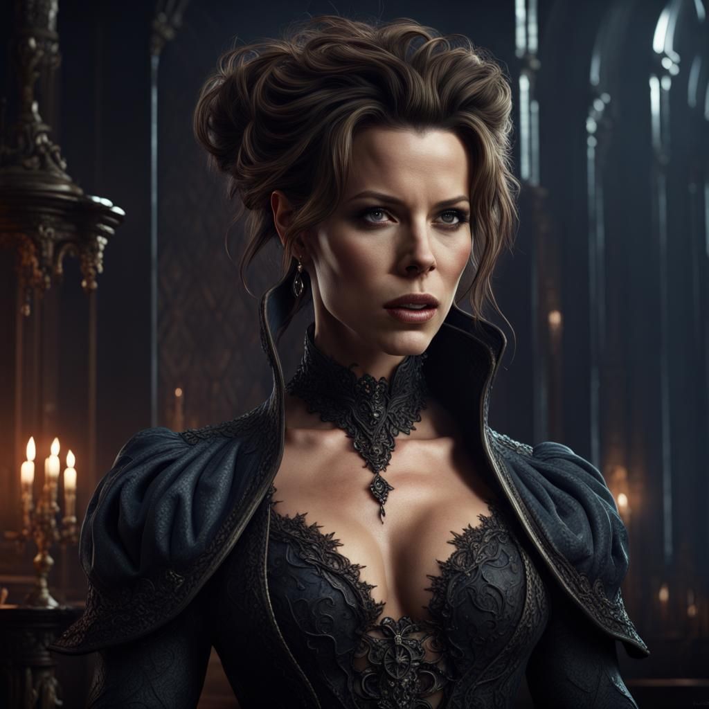 Detailed Matte Painting of a Vampire Mistress