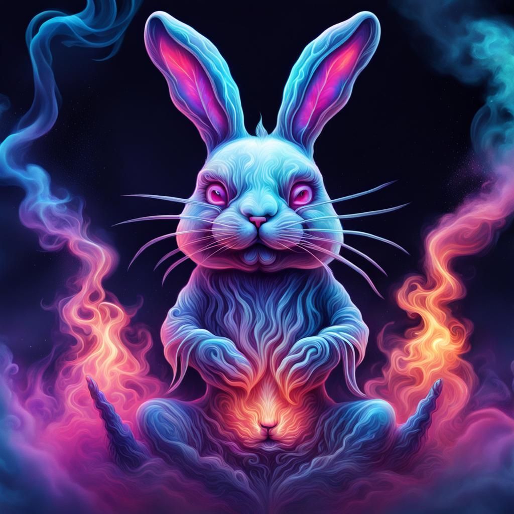 Ethereal Smoke Bunny: A Cosmic Illustration