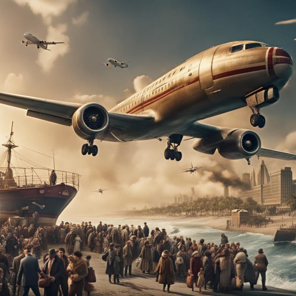 Immigrants Arriving in US: Cinematic Digital Painting