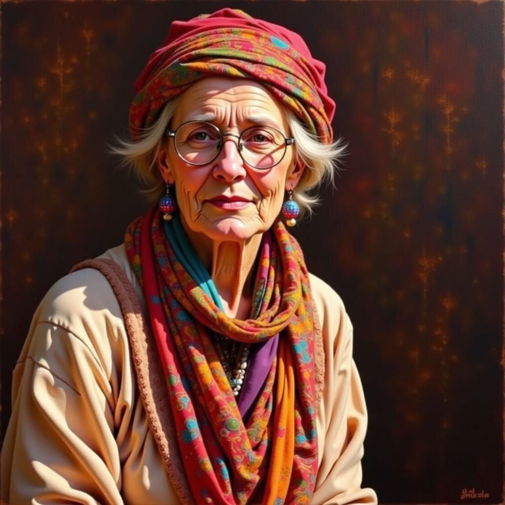 Bohemian Woman Portrait in David C. Driskell Style