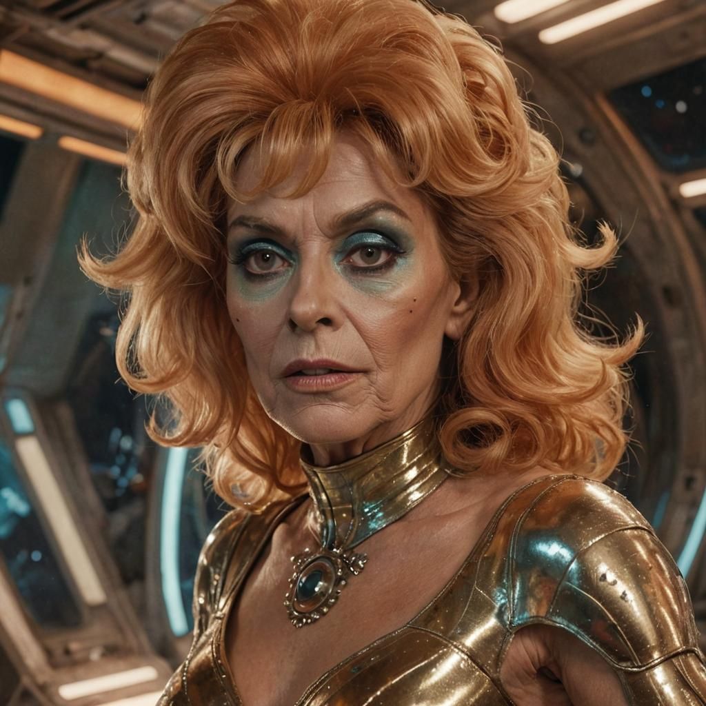 Transvestite as Barbarella in Photorealistic Matte Painting