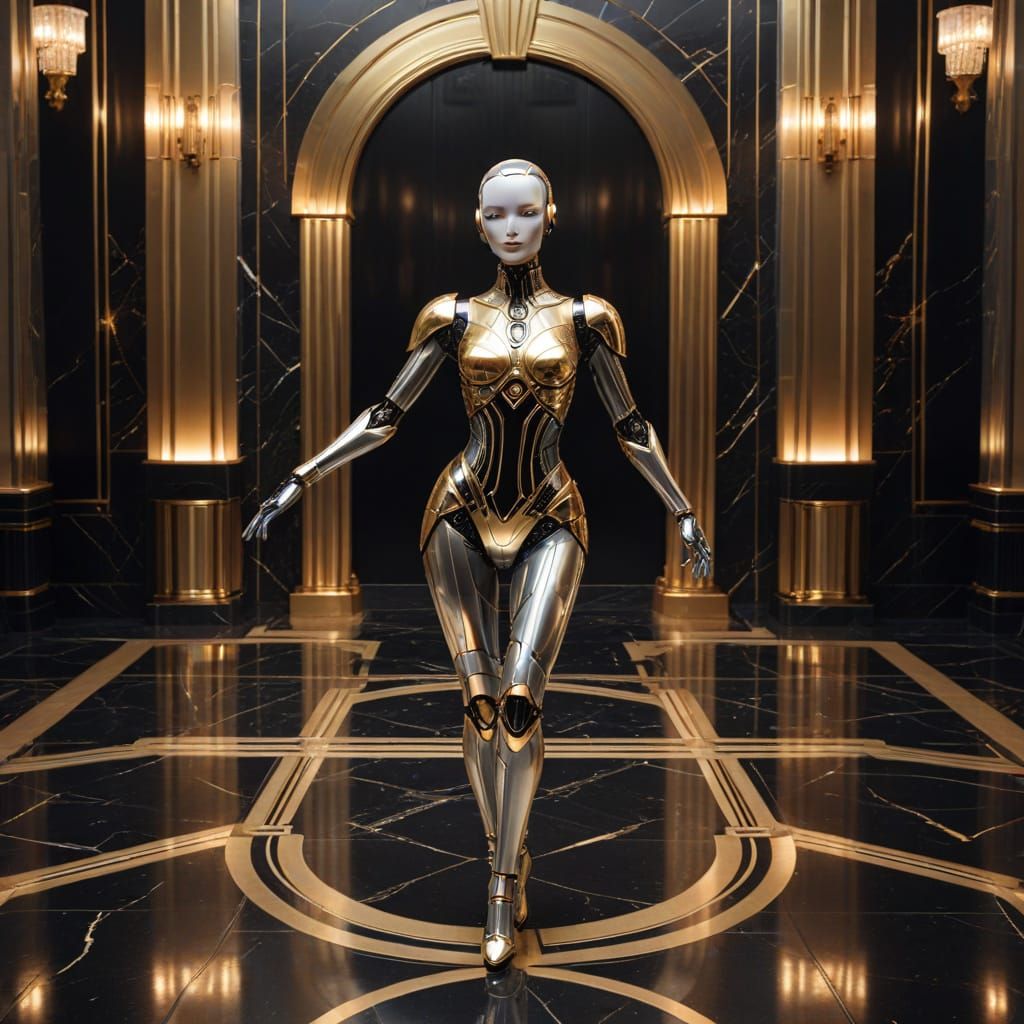Art Deco Robot Dancing Gracefully