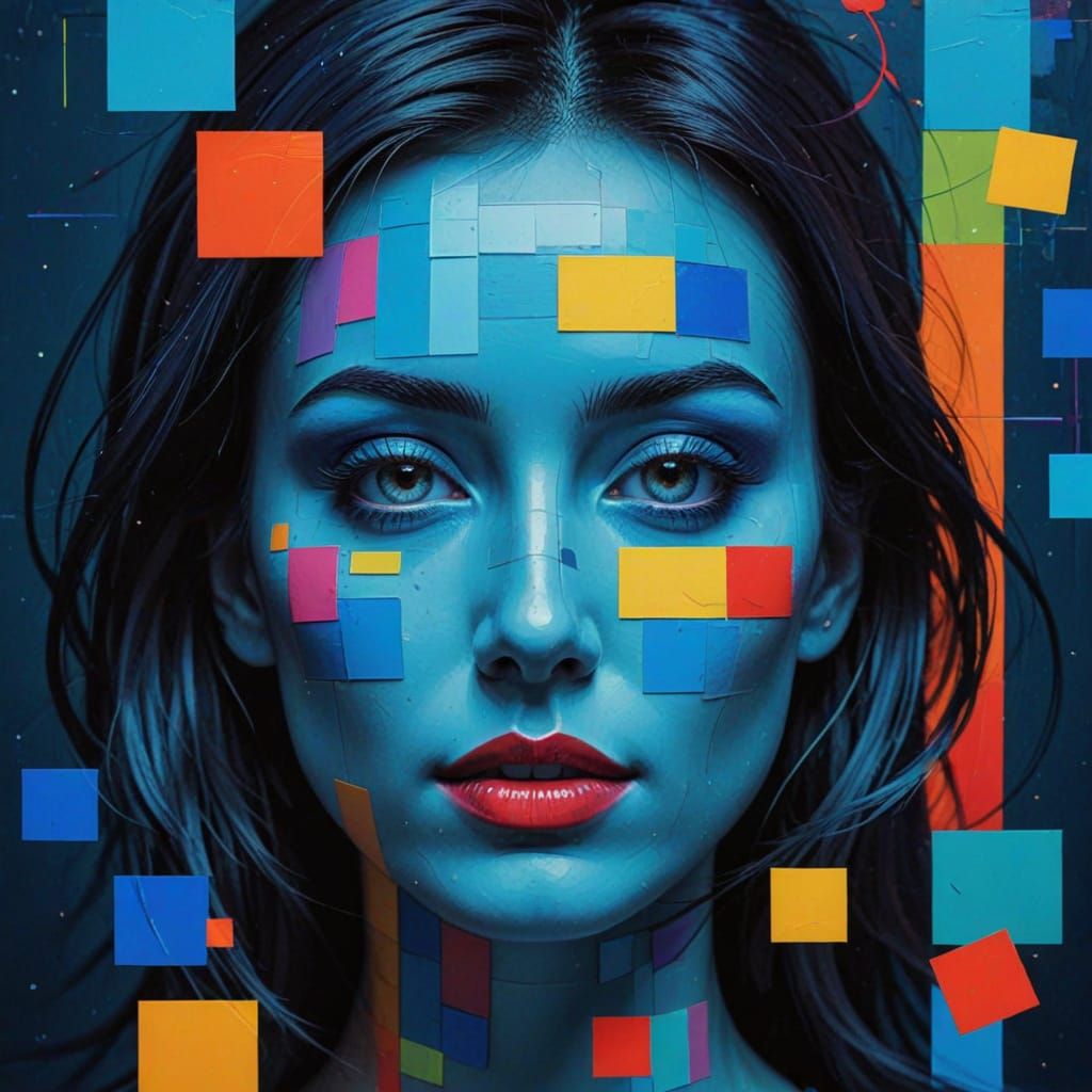 Geometric Expressionist Masterpiece with Vibrant Colors