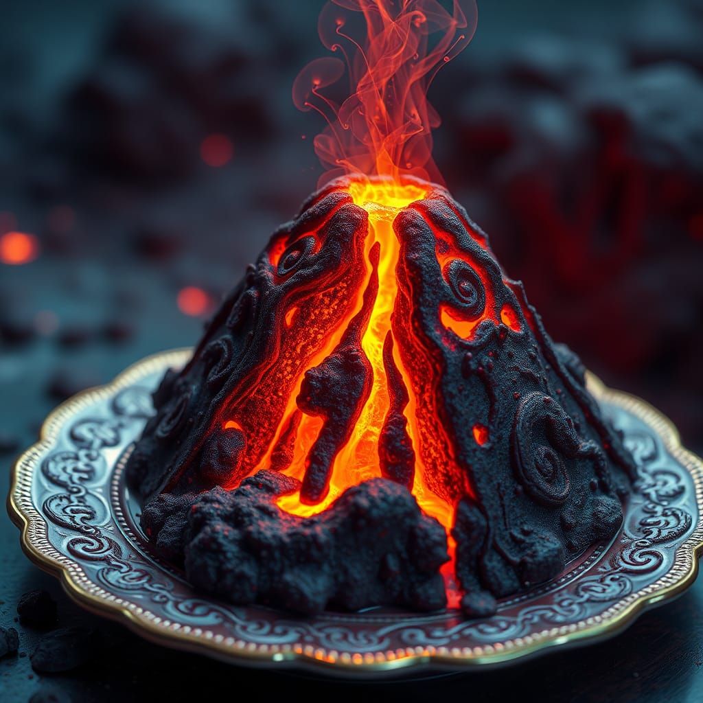 Majestic Sugar Volcano Cake: Fantasy Concept Art
