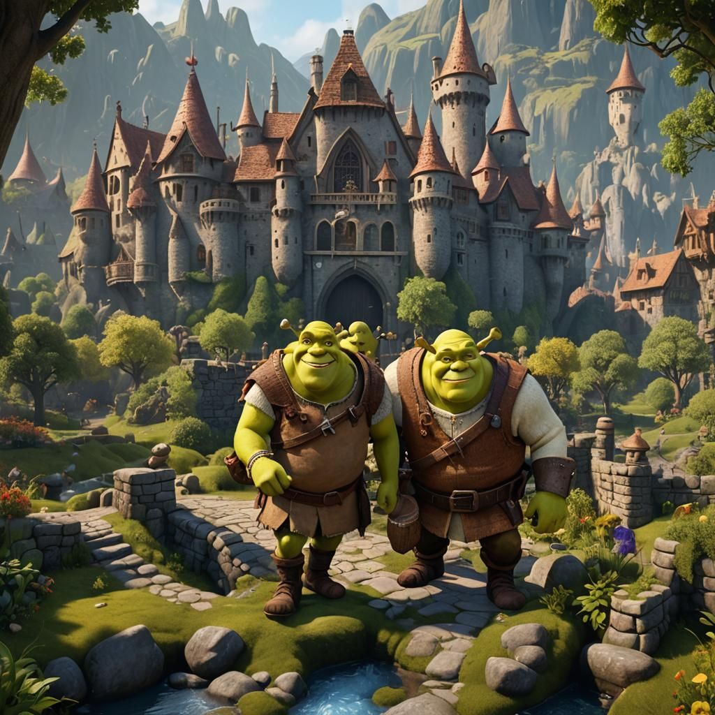 Detailed Matte Painting of Shrek in Fantasy Art