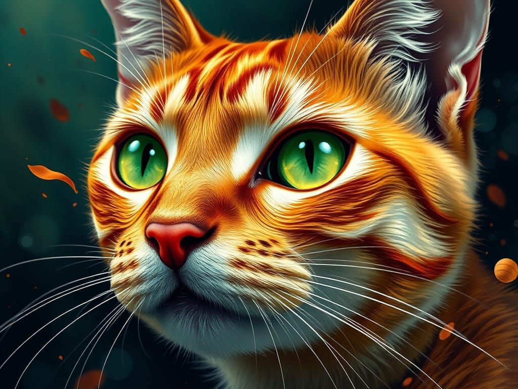 Hyperrealistic Orange Cat Eye, Splash Art Style