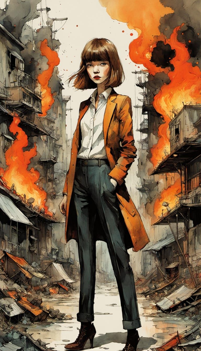 Empowered Administrator Amidst Office Fire in Vibrant Mixed ...