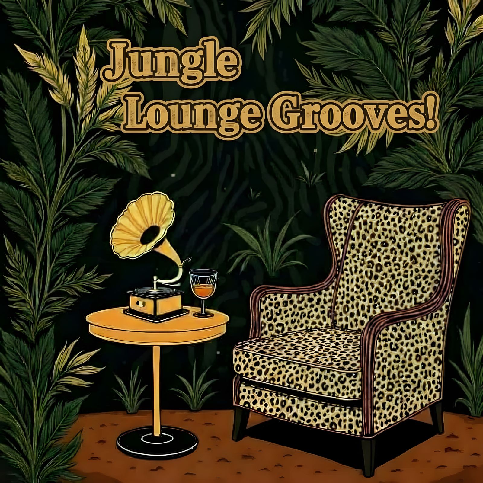 Retro Lounge Music Album Cover with Jungle Theme