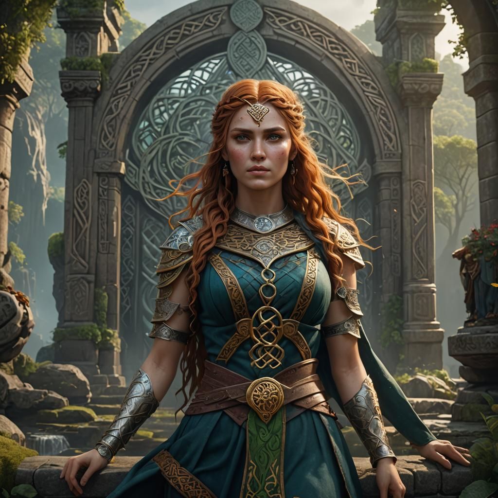 Celtic Mythology Girl in Detailed Matte Painting