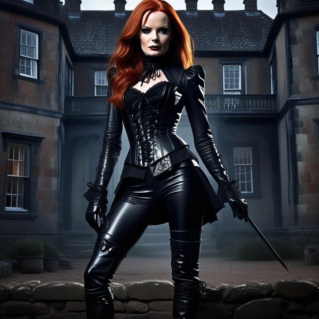 Emma Peel as Sinister Black Queen in Leather