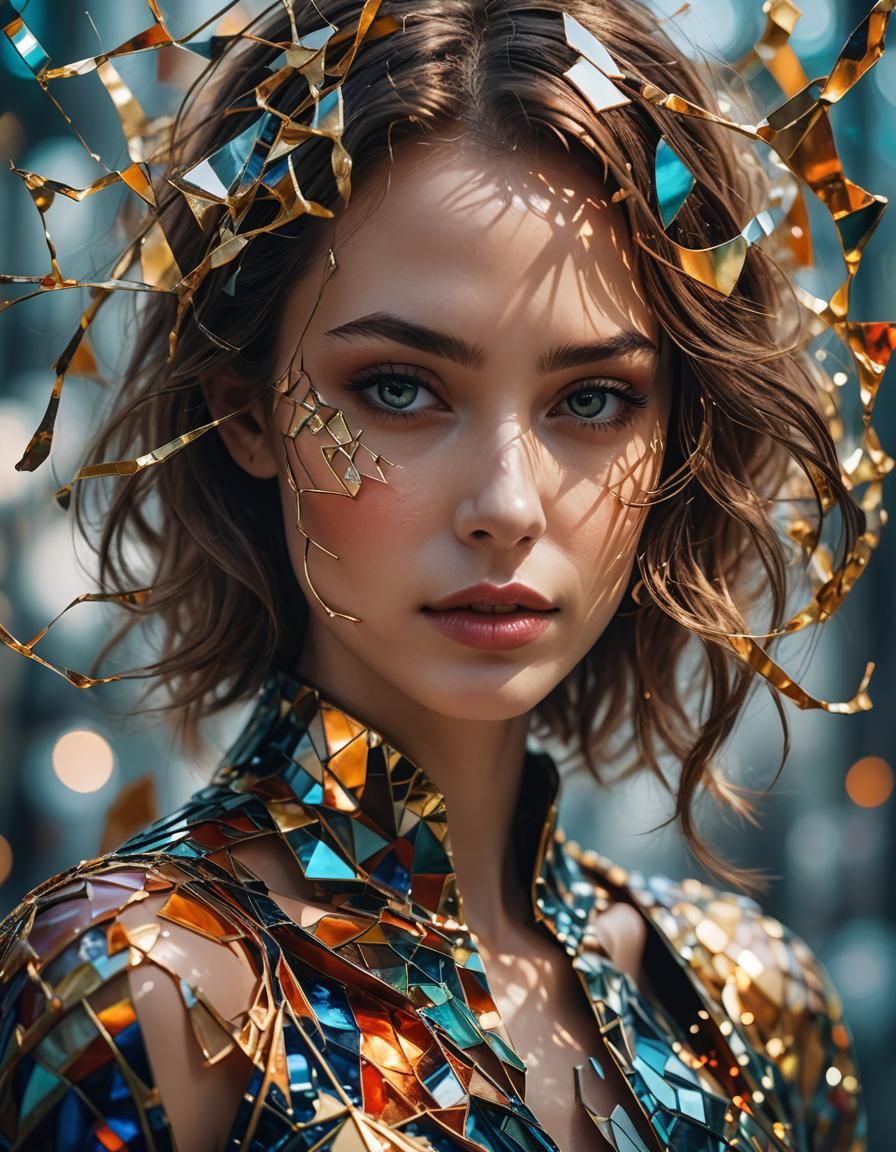 Elegant Woman with Glowing Mask, Professional Photography