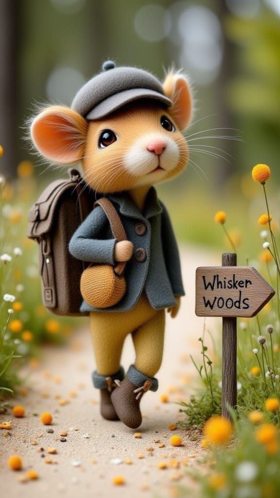 Mouse Journey to Whisker Woods in Watercolor Style