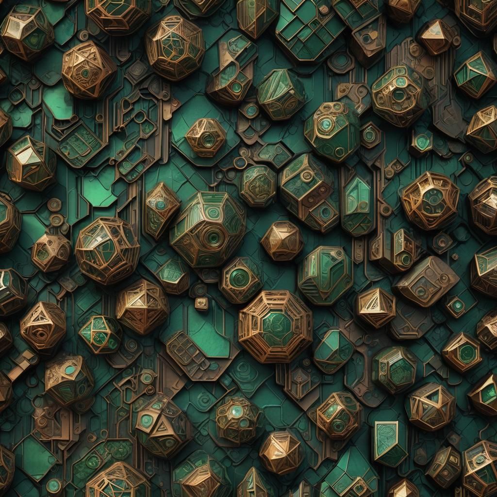 Industrial Art Deco Collage with Metallic Sheen