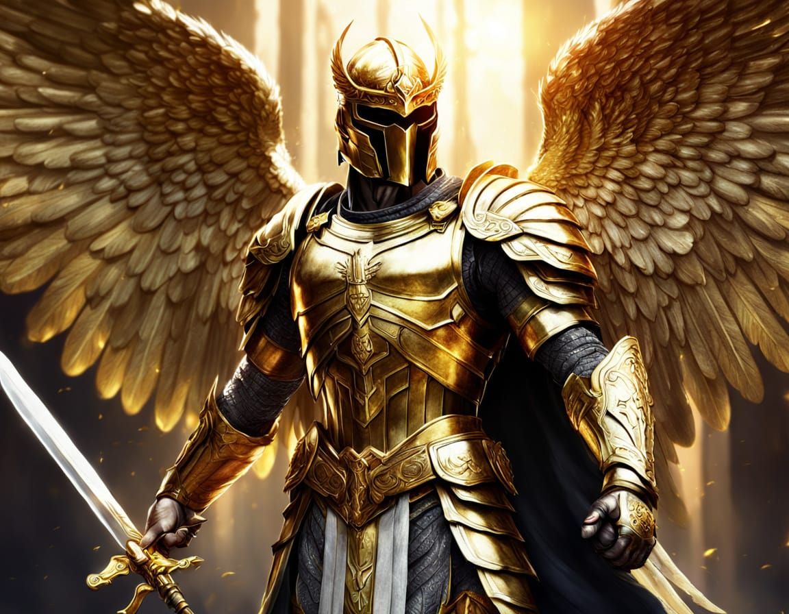 Archangel Michael Concept Art in Golden Armor