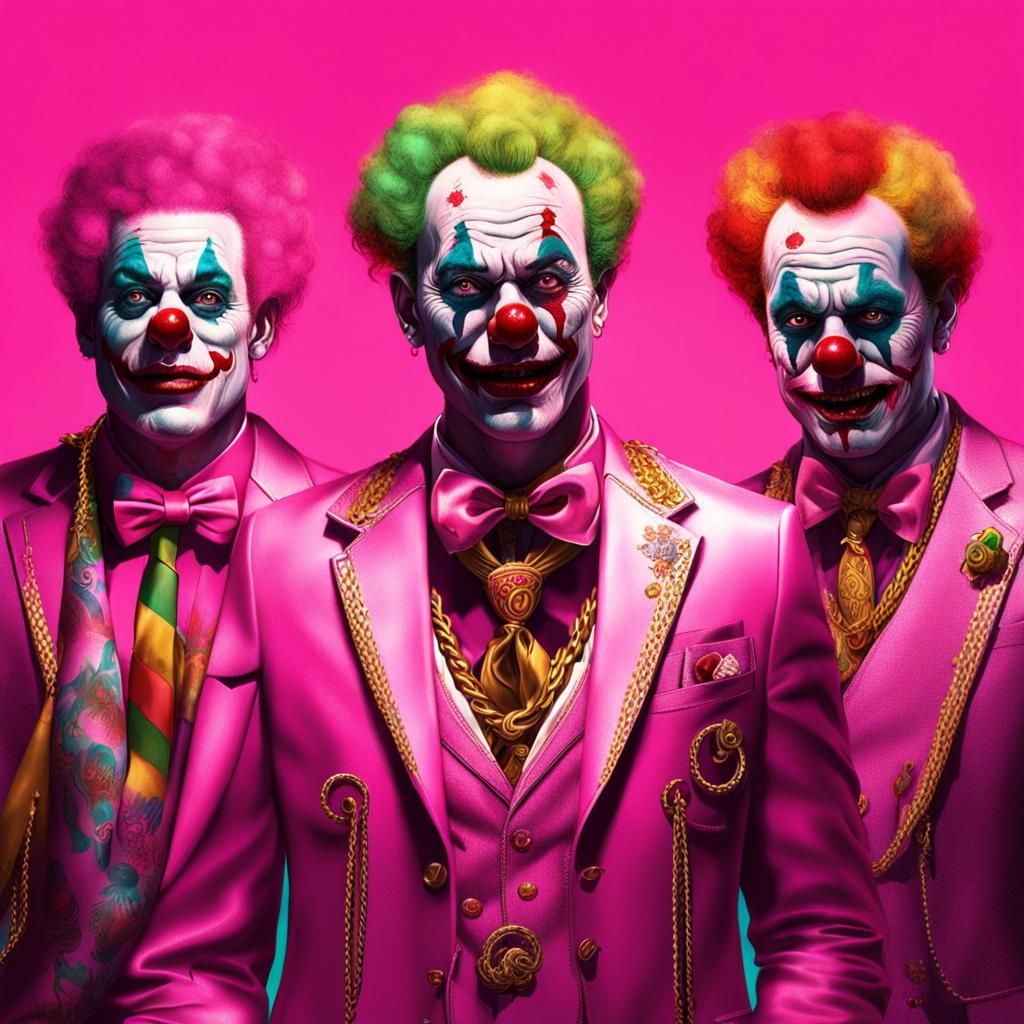 Creepy Clowns Party: Hyperrealistic Digital Art