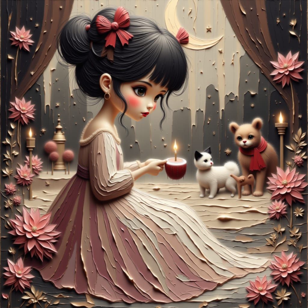 Girl in Nightgown on Christmas Eve