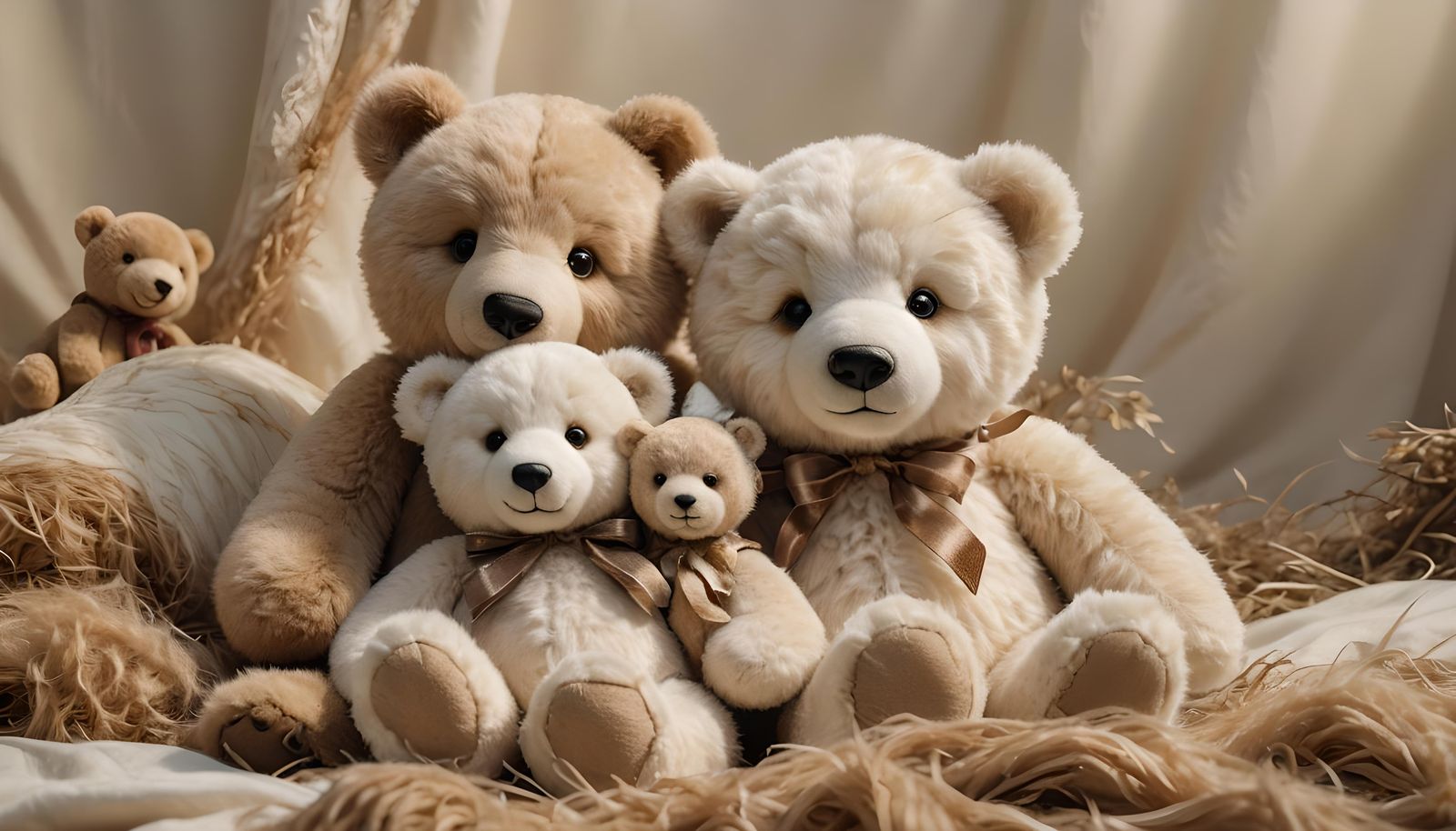 Polar Bear and Grizzly Bear with Panda Teddy