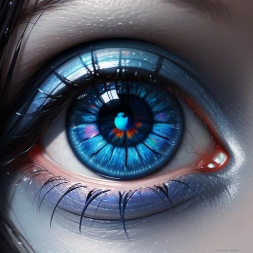 Detailed Eye Close-Up in Hyperrealistic Splash Art