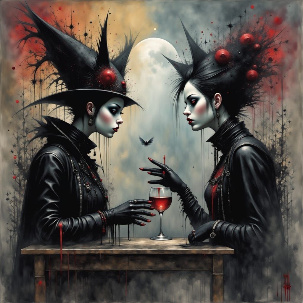 painting  of a sinister  queen of hearts  ...