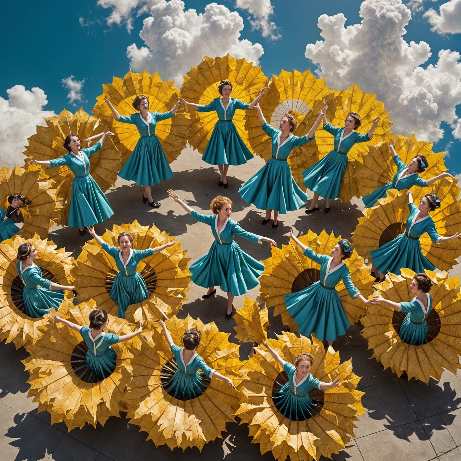 Leaf Blowers in a Busby Berkeley Formation
