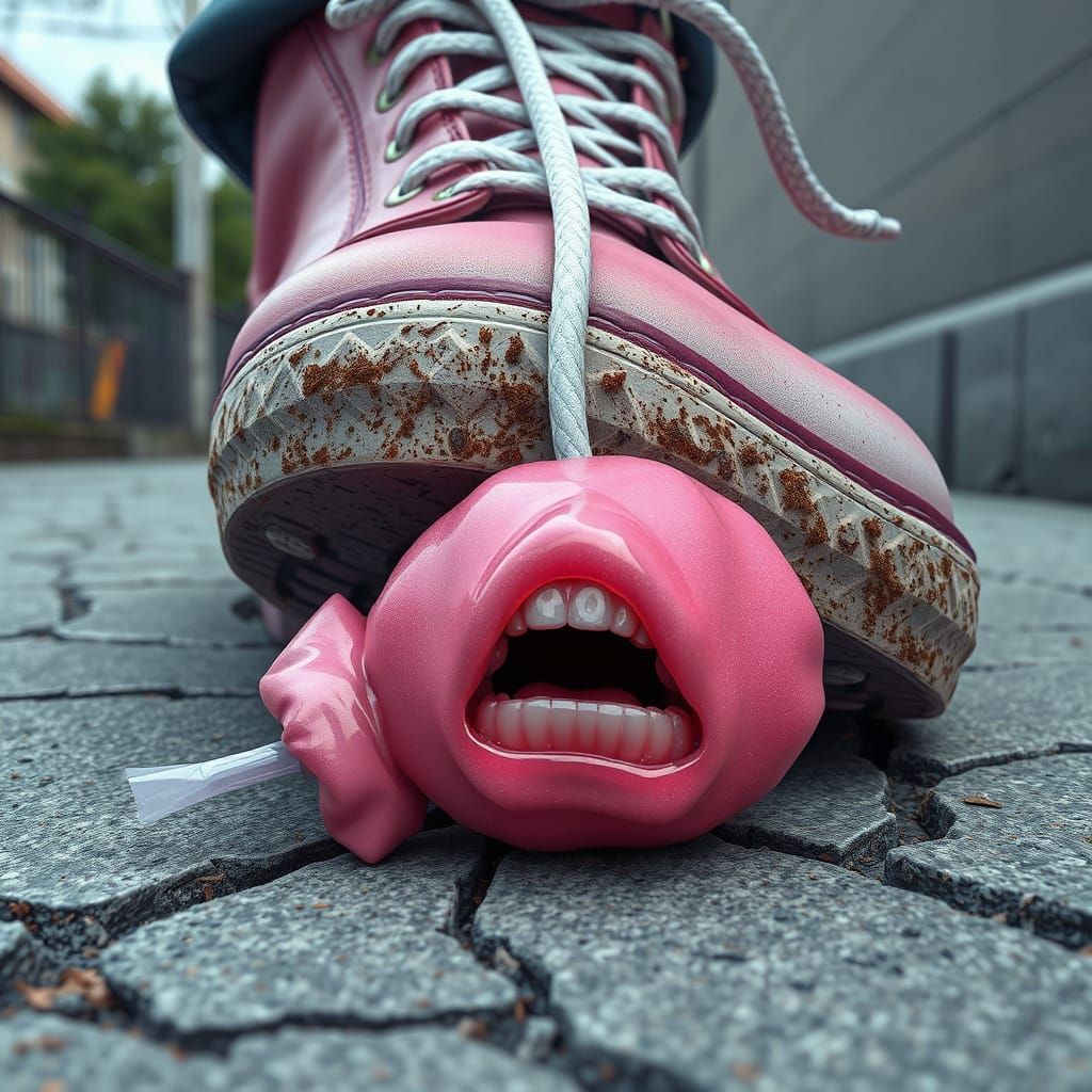 Gum in Desperate Scream as Giant Shoe Looms