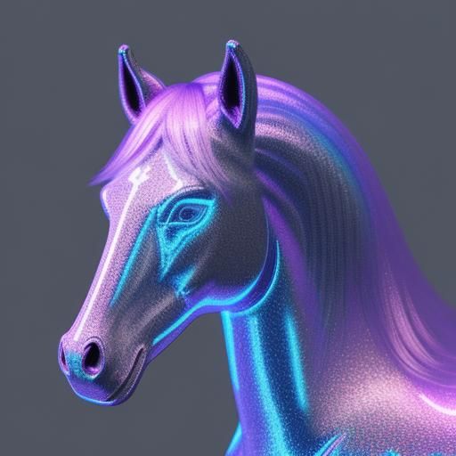 Holographic Horse with Razor Sharp Mane: Hyperrealistic Art