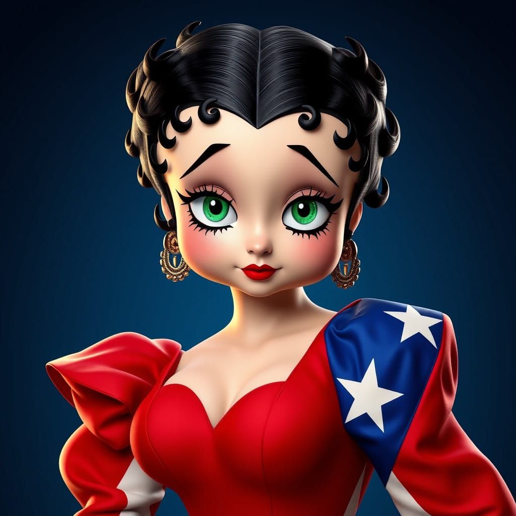 Betty Boop in Elegant Puerto Rican Gown