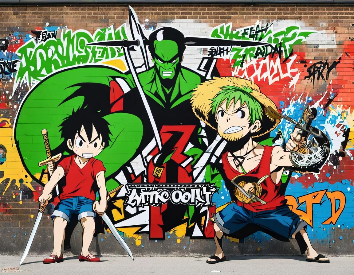 Luffy and Zoro: Graffiti Art from One Piece
