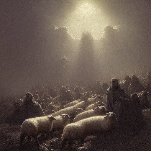 Horrific Sheep Inspired by Doré and Rutkowski