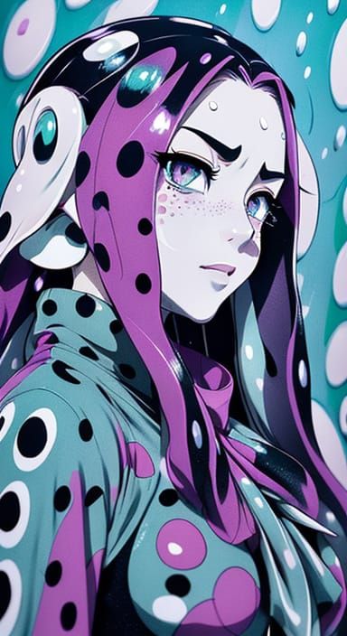 Surreal Anime Art in Splatoon Pointillism Style