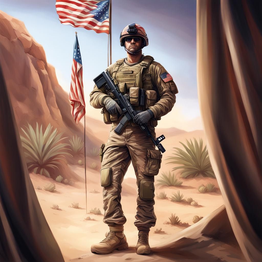 Military Veteran Salutes the Flag: Hyperrealistic Concept Ar...