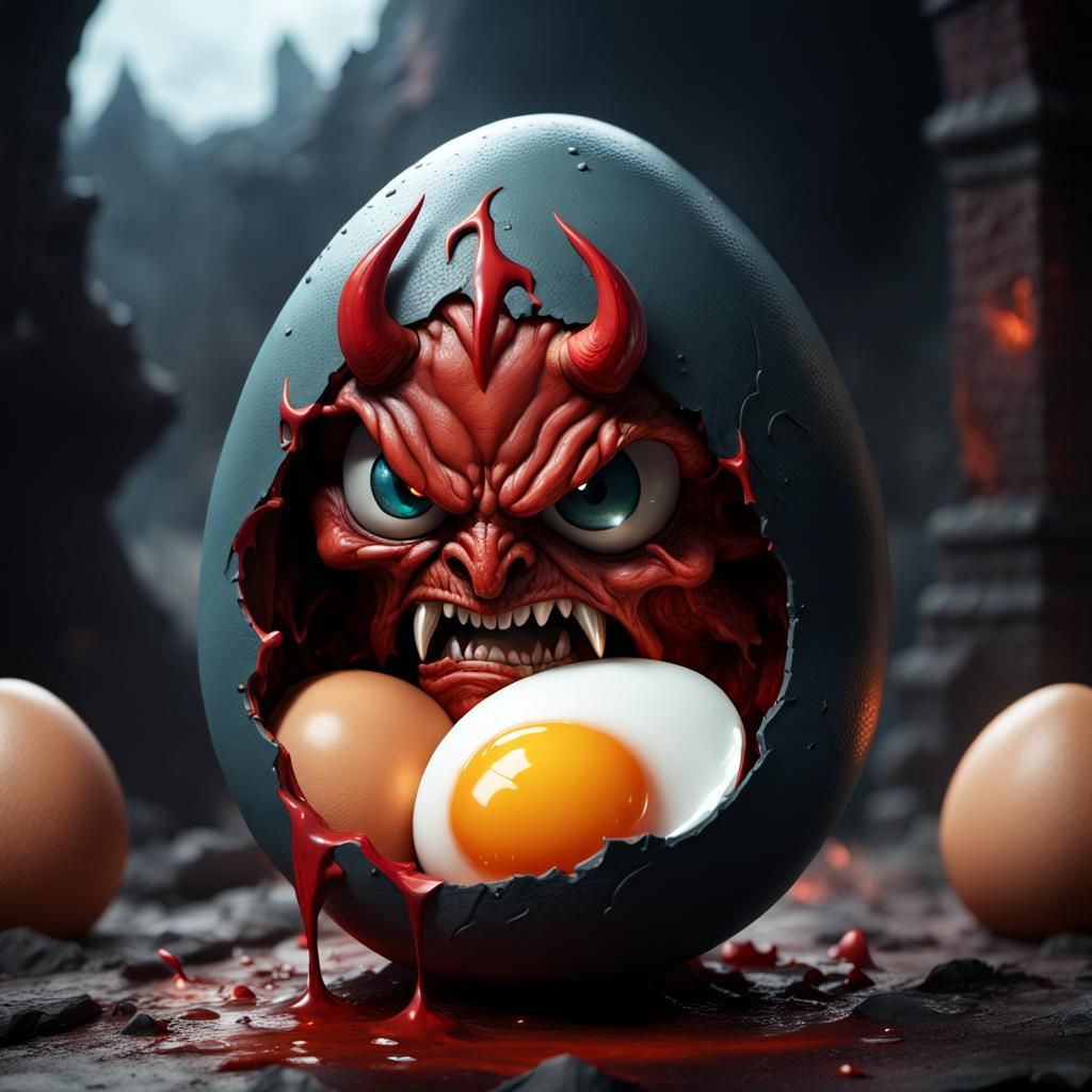 Angry Devil Egg in Detailed Matte Painting