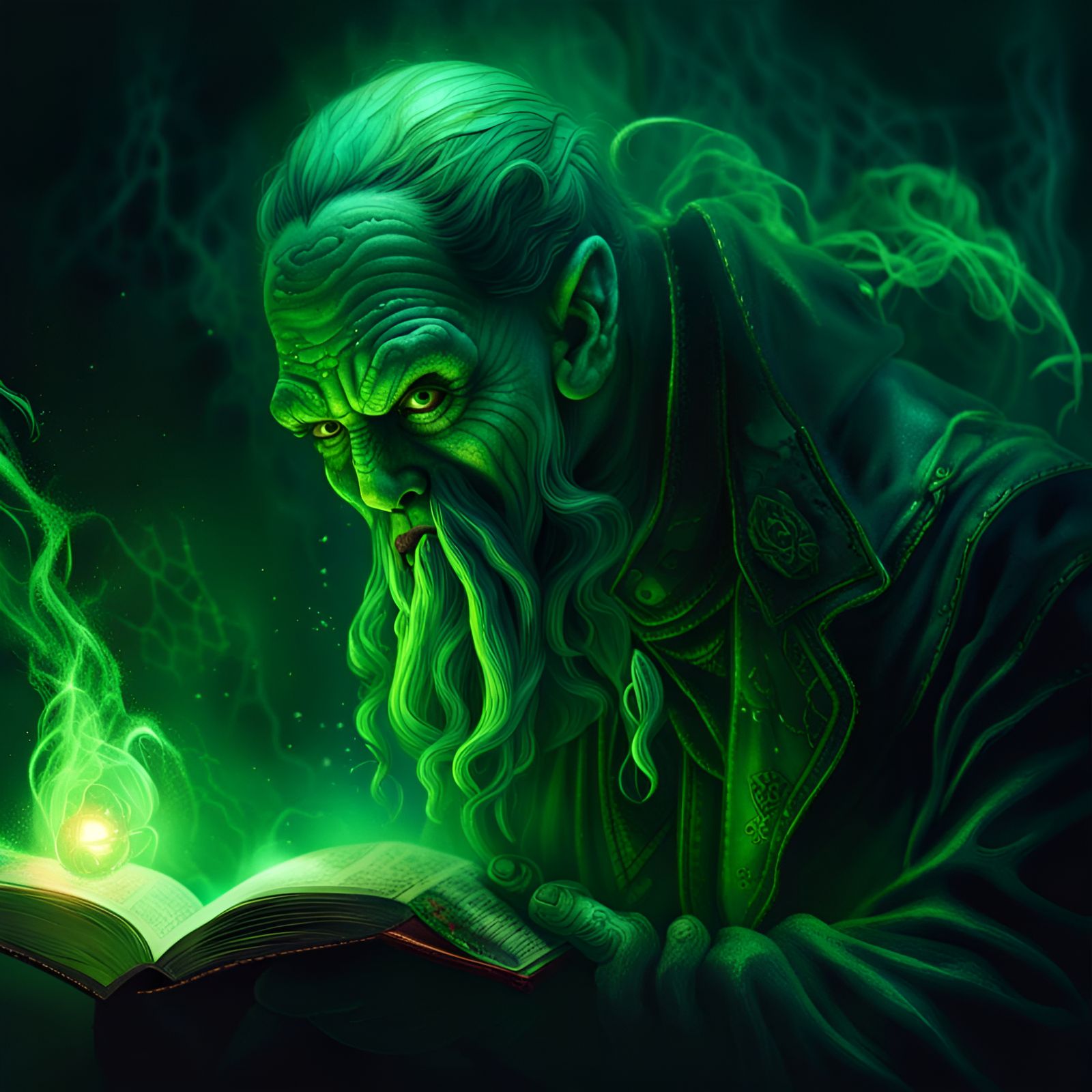 Lovecraftian Tome of Dark Secrets in Misty Study